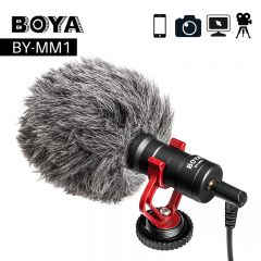 BOYA BY-MM1 Compact On-Camera Video Microphone Youtube Vlogging Recording Mic for iPhone Smartphone  DJI Osmo Canon DSLR - BLACK