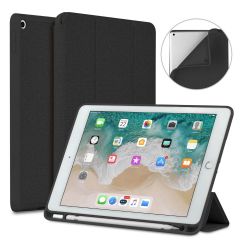 New iPad 9.7 5/6/78 2018 Smart Case with Pencil Holder Trifold Stand with Shockproof by Mutural Design Black