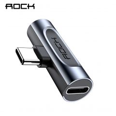 ROCK 2 in 1 Audio Cable Adapter Type C to Type-C 3.5mm Female Jack Headphone Aux Charging for Huawei Xiaomi HTC