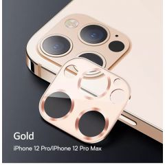 USAMS Metal Camera Lens Glass Film For iPhone 12 Pro (Gold)