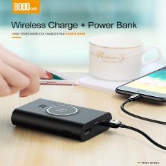 USAMS Dual USB Ports 8000mah QI Wireless Charger Pad And Power Bank