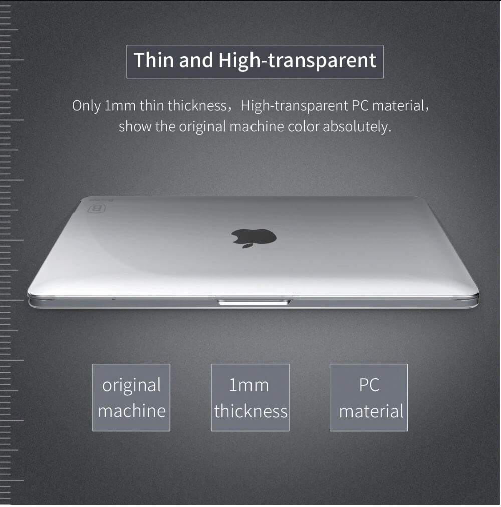 Baseus Air Case Dustproof Scratch Proof Transparent PC Cover For MacBook Pro 13