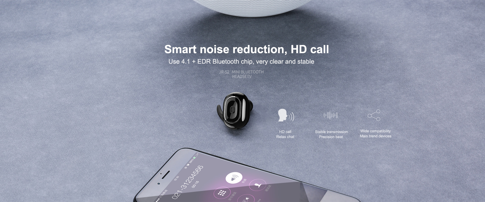 Joyroom JR-S2 Wireless Single Earphone Bluetooth V4.1+EDR Mini Bluetooth