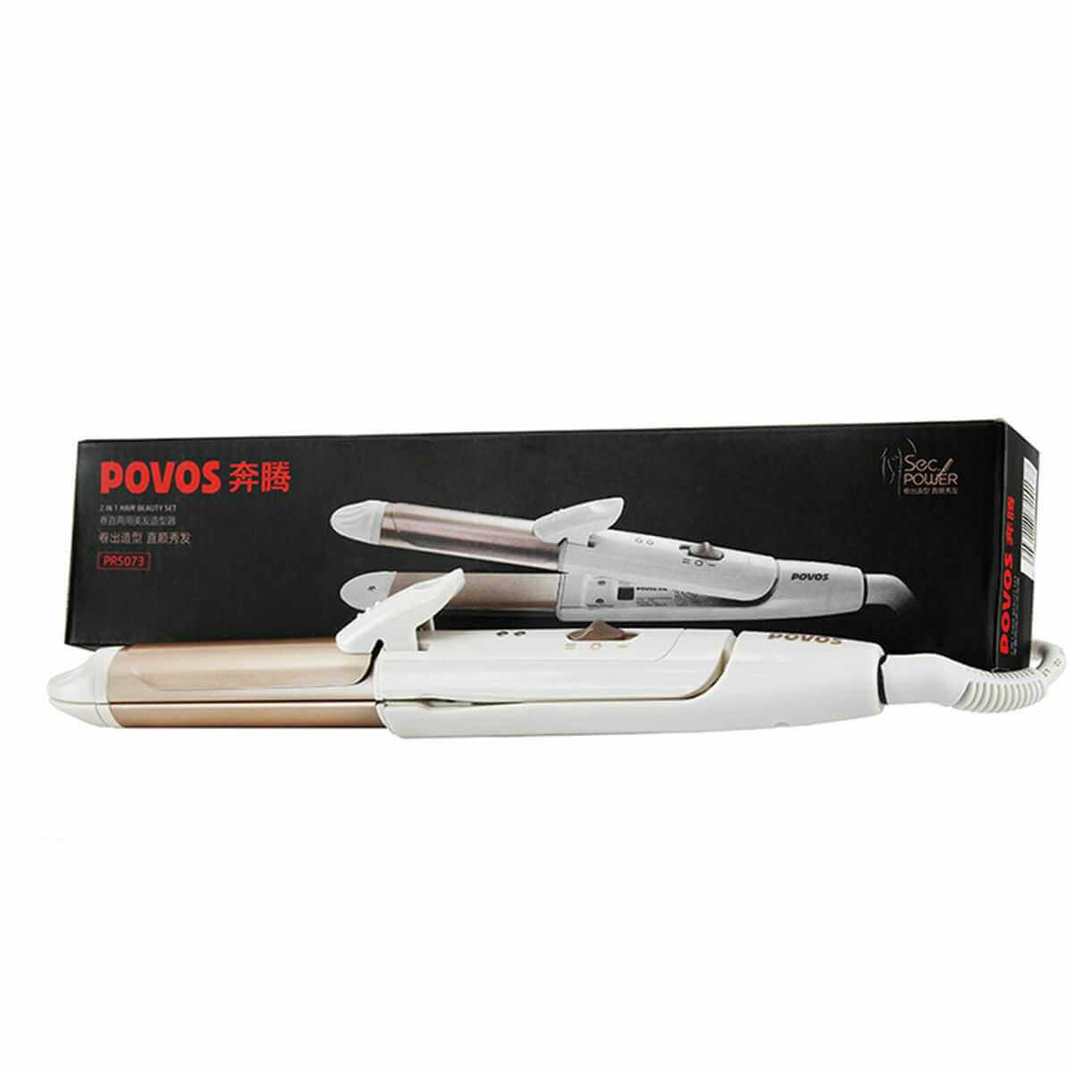 POVOS Hair Iron Straightener Curling Ceramic Plate Irons Straightening 2 in 1 Iron Roller Professional Styling Tools PR5073