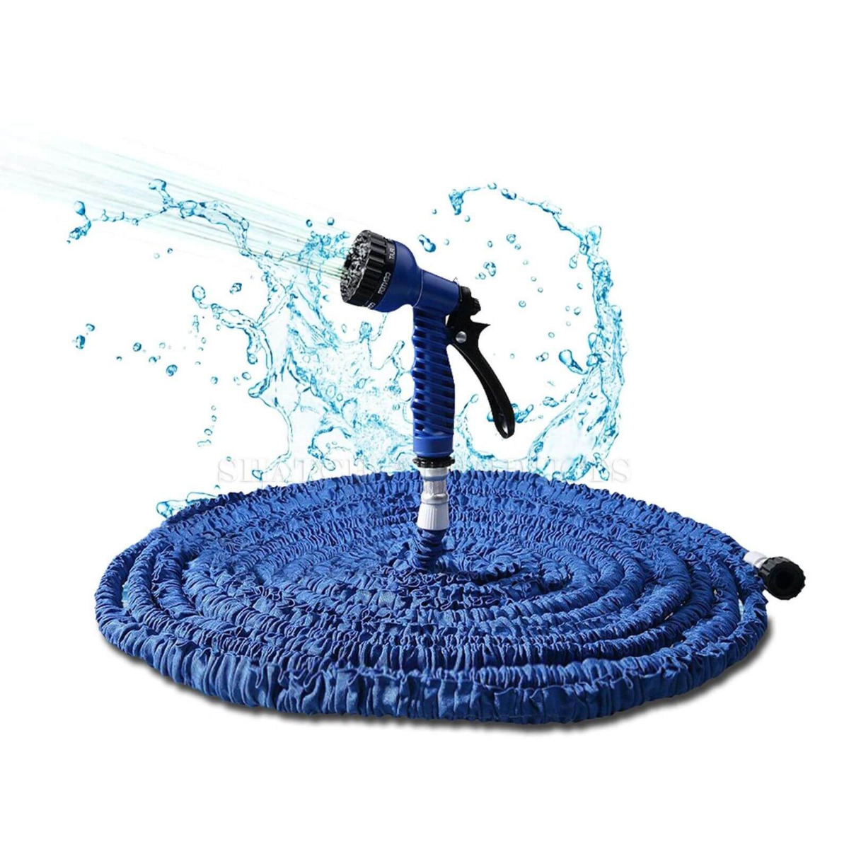 50FT/15m Stretch Magic Water Pipe Household Hose Car Wash Gun Watering Garden Blue