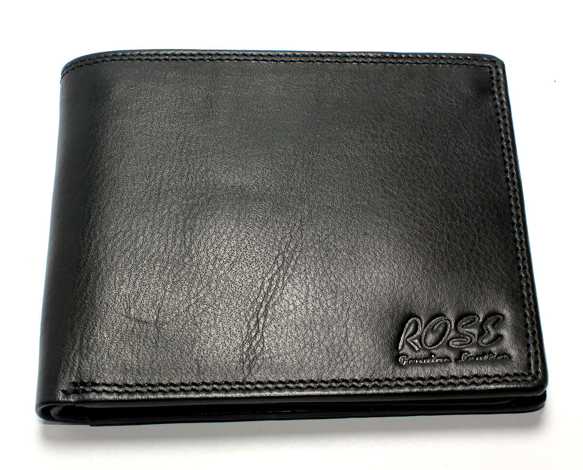 Wenz genuine Leather Wallet For Men  Black front view