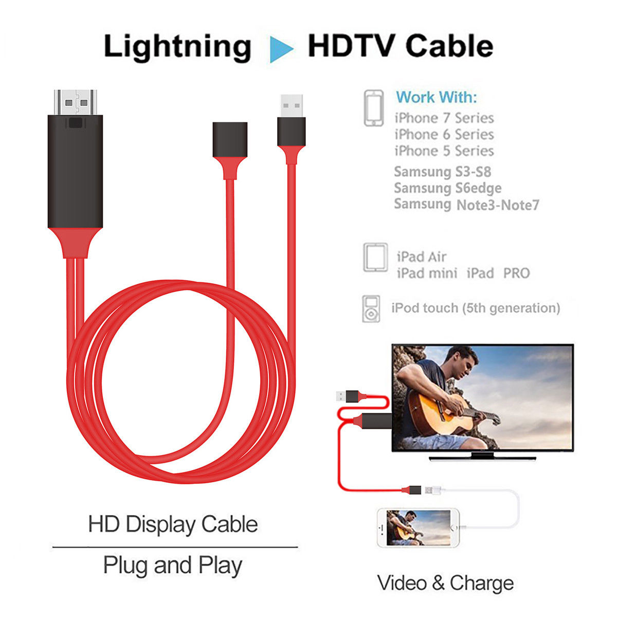 HDMI HDTV AV Cable Adapter For iPhone